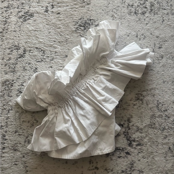 Zara White Ruffled Off-Shoulder Top - Picture 6 of 6